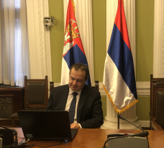 1 December 2020 The Speaker of the National Assembly of the Republic of Serbia Ivica Dacic addresses the online seminar for new MPs